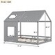 preview thumbnail 9 of 7, Whimsical Pine Full House Bed with Roof & Window - Ideal for Kids' Rooms