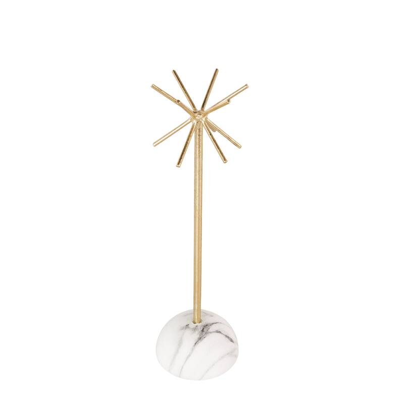 Metal 12 Slot Jewelry Stand with White Base - Gold - Roche River Decor
