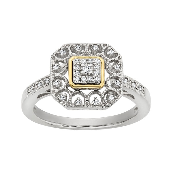 1/10 ct Diamond Ring in Sterling Silver and 14K Gold