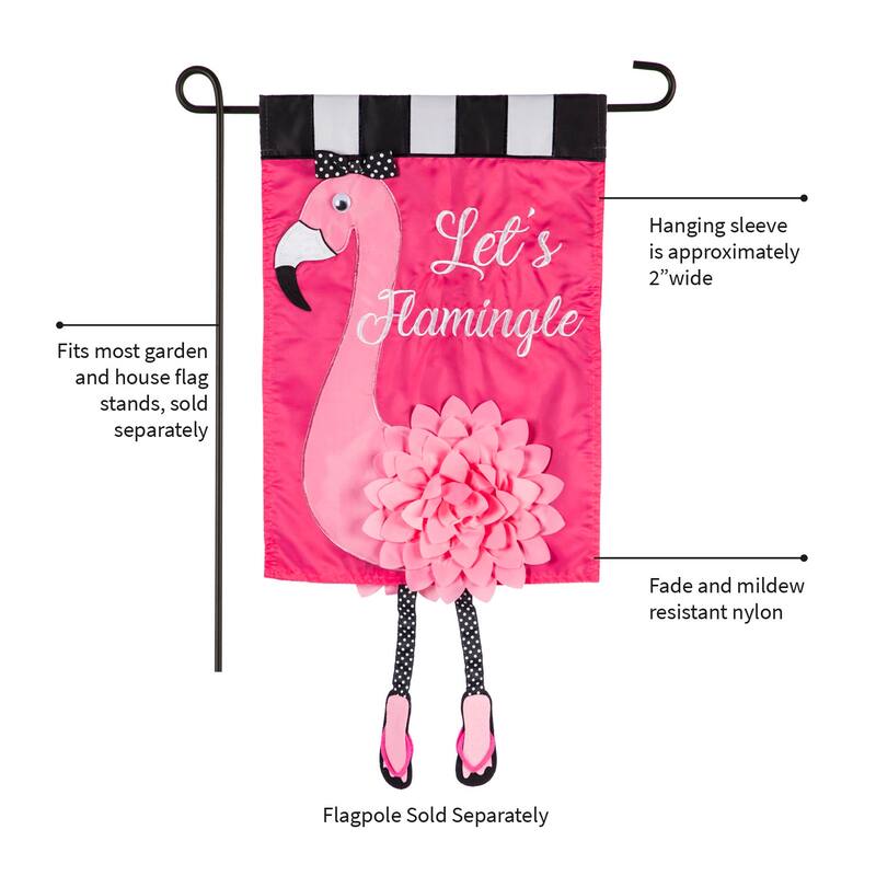 Let's Flamingle Garden Applique Flag