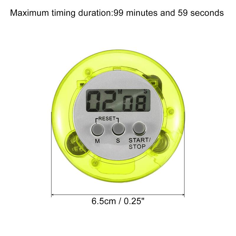 Round Digital Timer, 2pcs Count Down UP Clock with Magnetic, LCD Display Green - Green