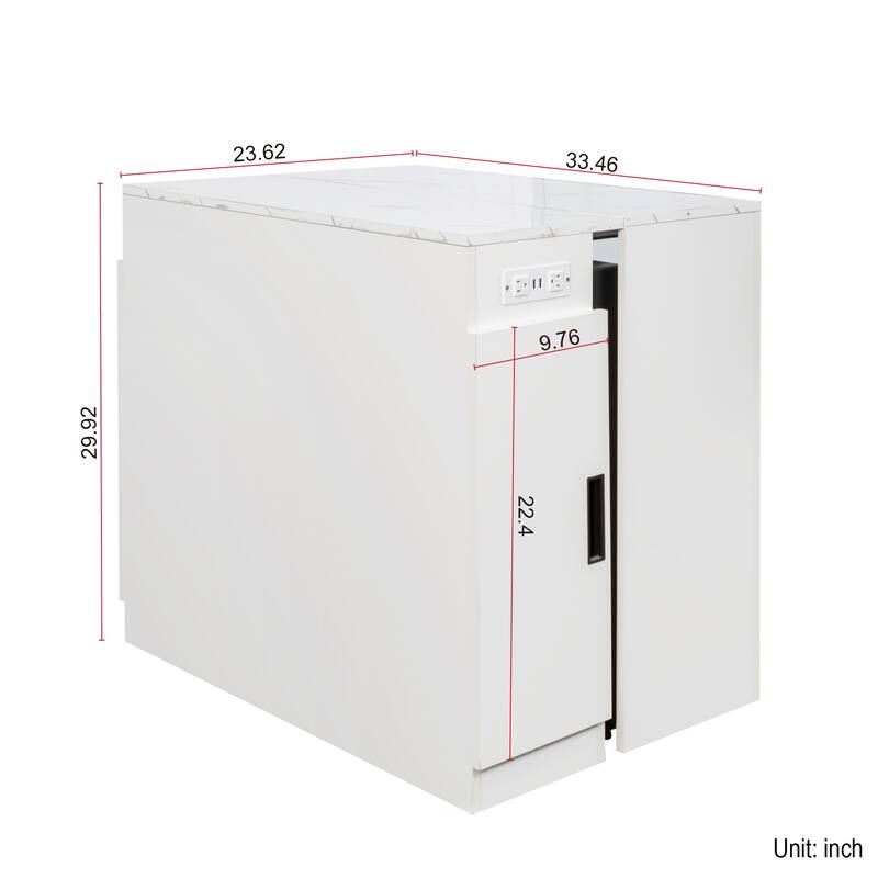 Modern Multifunctional Extendable Dining Table with Outlet, Space Saving Expanding Table with Storage - White