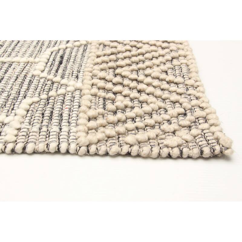 ECARPETGALLERY Braid weave Sienna Grey Wool Rug - 4'11 x 7'8