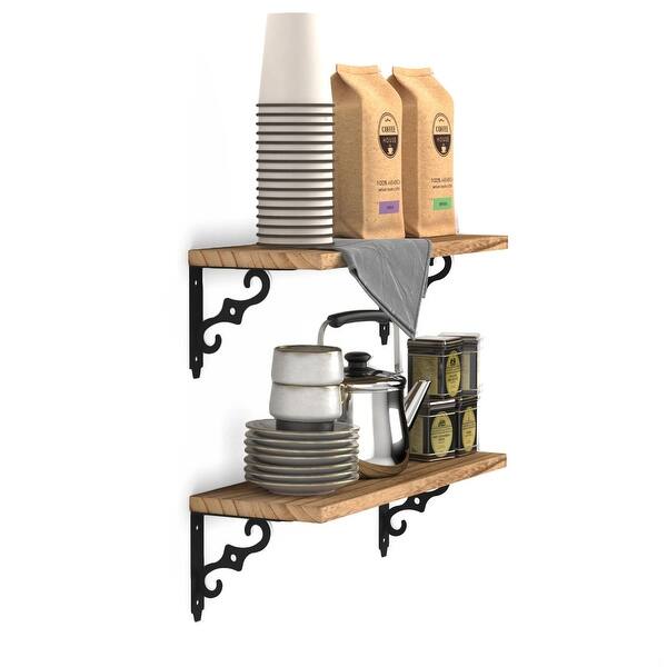 Wallniture Ravello 17 X6 Kitchen Wall Shelves Burned Set Of 2 Overstock 33608815