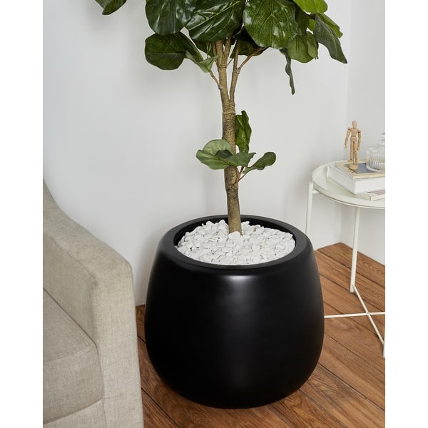 Short Narrow Mouth Globe 1- Piece Fiber Stone Round Planter Pot - Bed Bath  & Beyond - 34070781