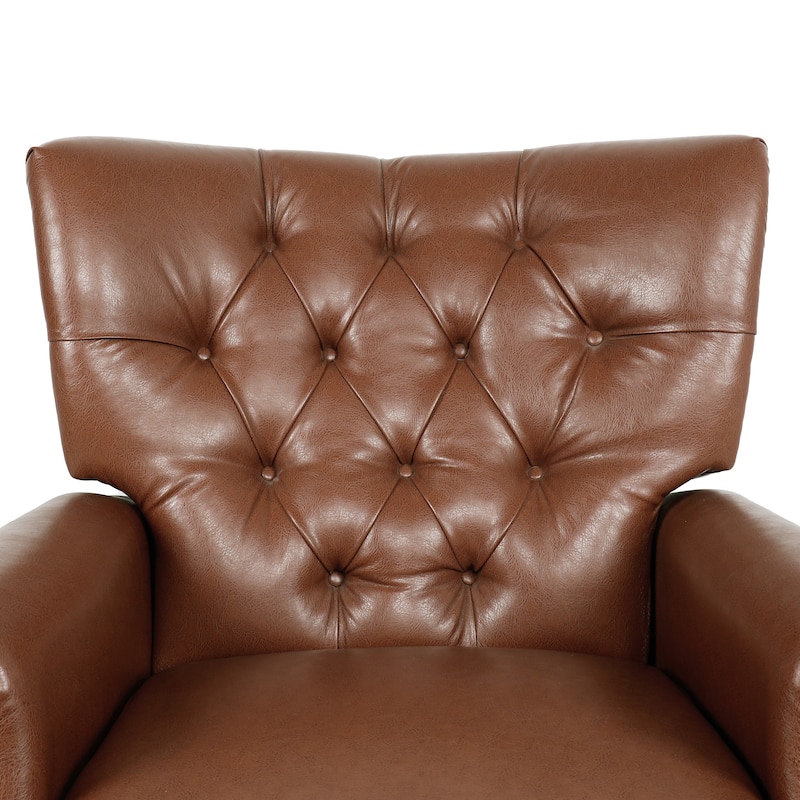 Button‑Tufted Push‑Back Recliner Chair with Nailhead & Rolled Arms
