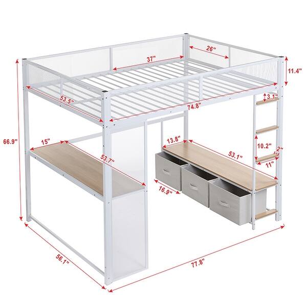 Sturdy Metal Twin over Twin House Bunk Bed with Fence and Door