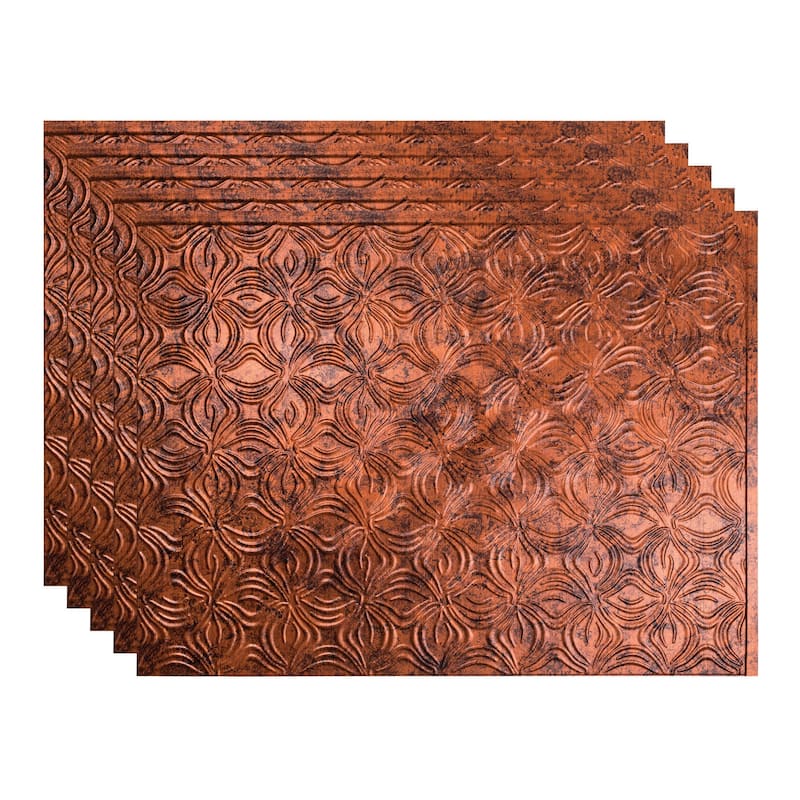 FASÄDE Lotus Decorative Vinyl Backsplash Panel - 5 Pack - Moonstone Copper