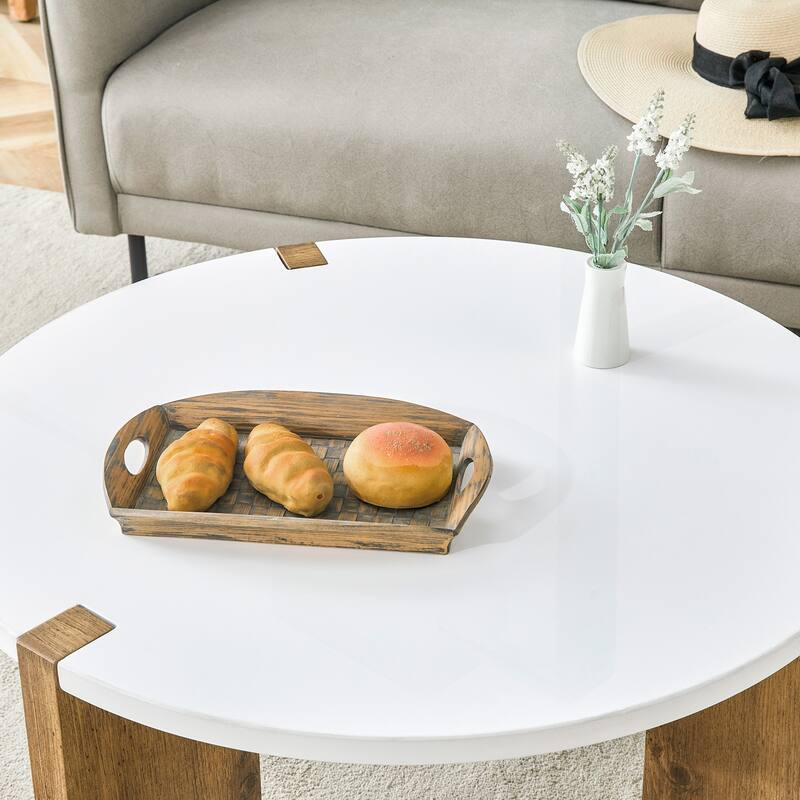 Minimalist Circular MDF Coffee Table with Stable Structure and Embedded Design