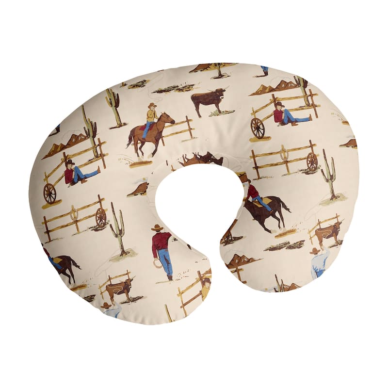 Wild West Cowboy Nursing Breastfeeding Pillow Cover Case (Pillow Not Included) - Red Blue Tan Western Southern Country Horse