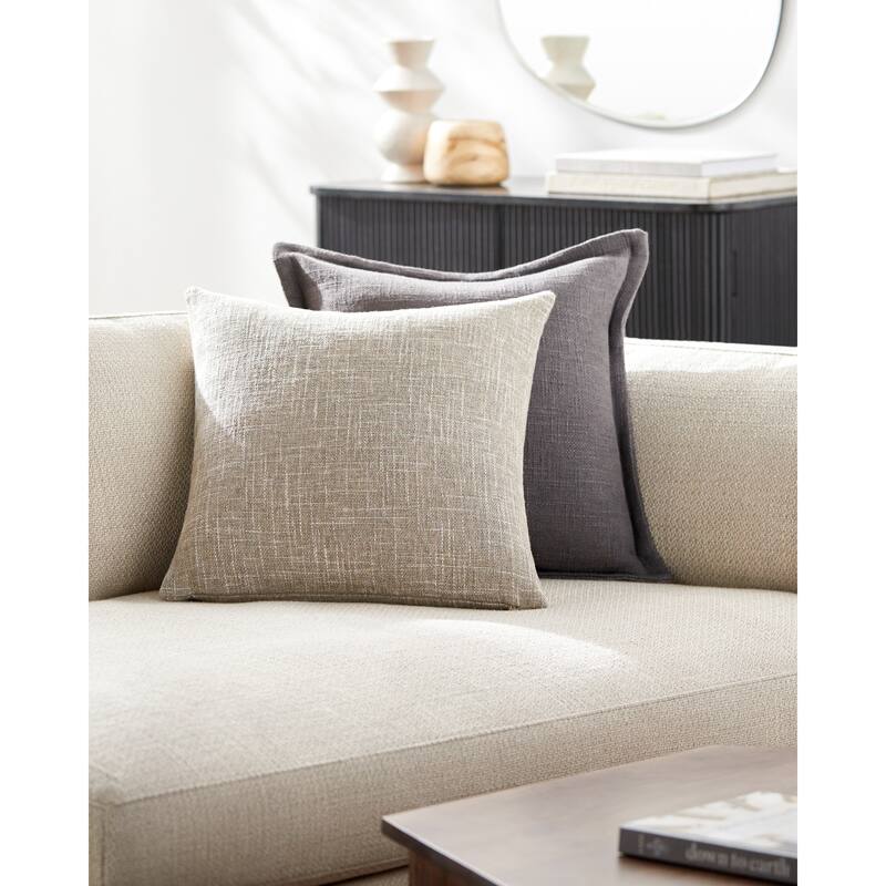 Ingram Modern & Contemporary Solid Color Accent Pillow - 18"L x 18"W - Feather Down - Beige