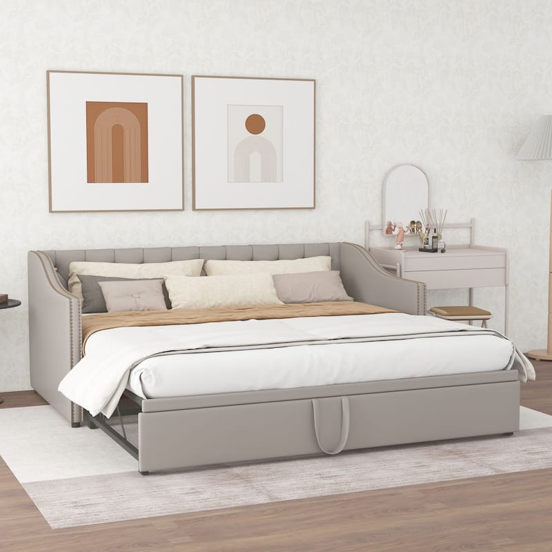 Upholstered Sofa Bed with Pop-Up Bed Frame