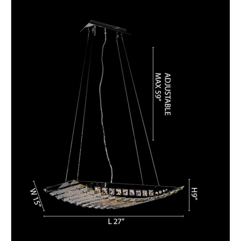 10-Light Chrome Chandelier With Clear Crystal Rods