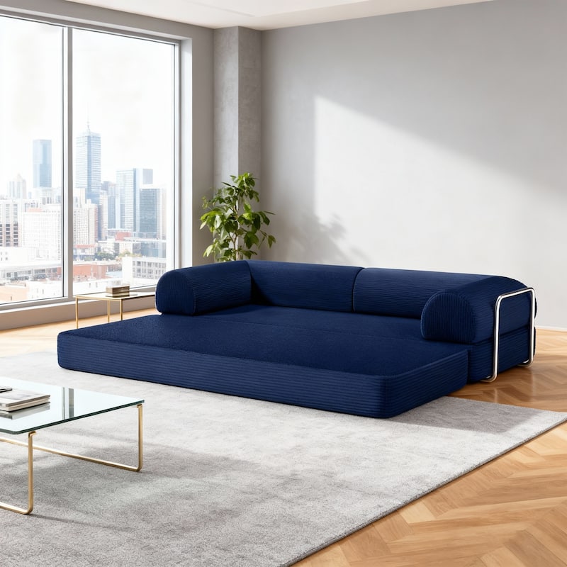 79" Contemporary Corduroy Module Comfortable Compressed Sofa