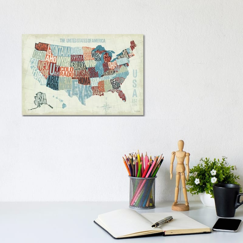 iCanvas "USA Modern Blue " by Michael Mullan Canvas Print - 8x12x0.75