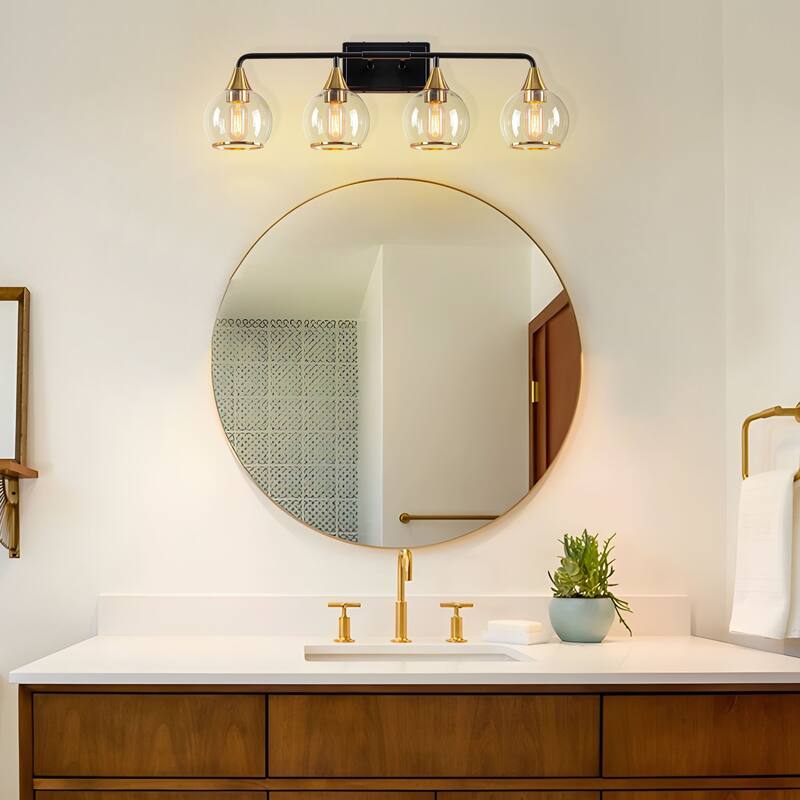 Starsky 3/4 Lights Modern Vanity Light Clear Globe Glass Shades