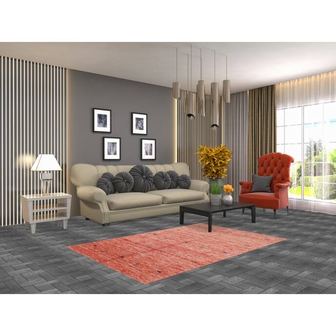 Gabbeh Indian Rug Handmade Bedroom Orange Wool Carpet - 3'9" x 5'8"