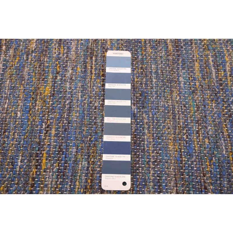 ECARPETGALLERY Flat-Weave Nevada Dark Blue Wool Kilim - 7'10 x 9'10