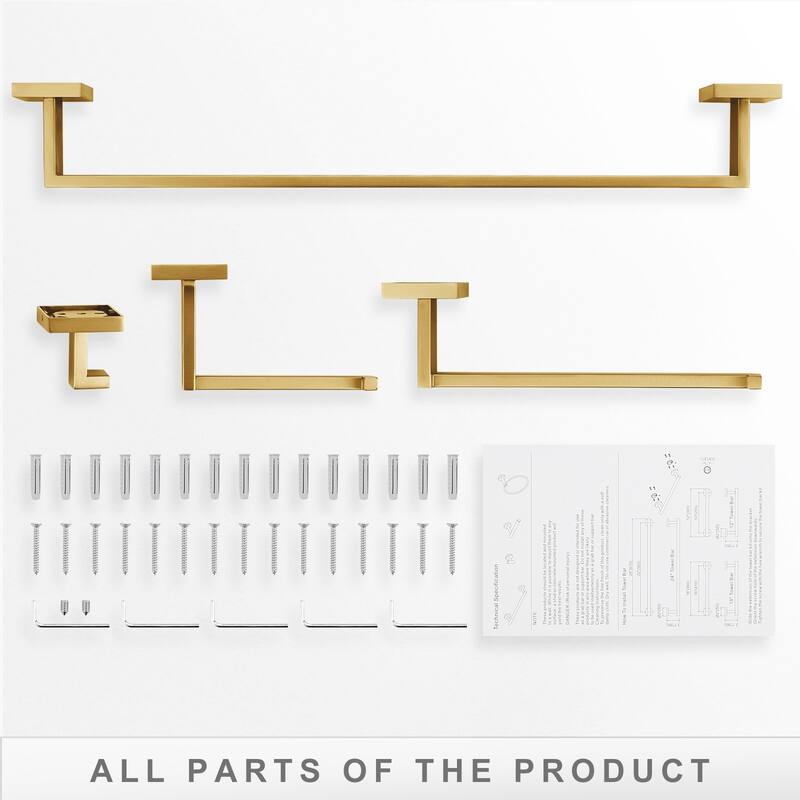 WOWOW Stainless Steel 4-Piece Bathroom Hardware Set (Includes Installation Accessories)