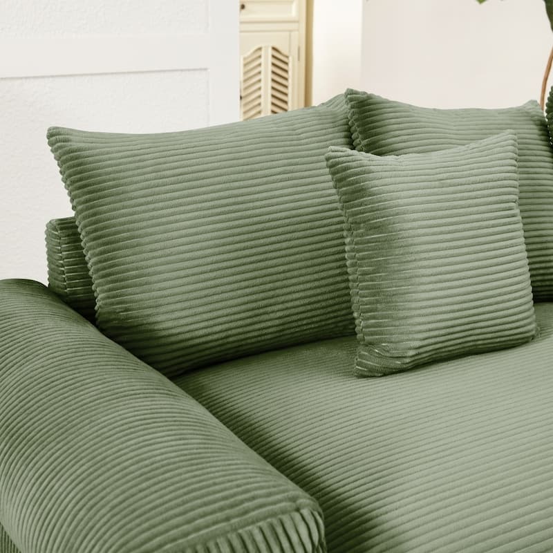 129.9" Oversized Modular Corduroy Cloud Sectional Sofa Set with Ottomans