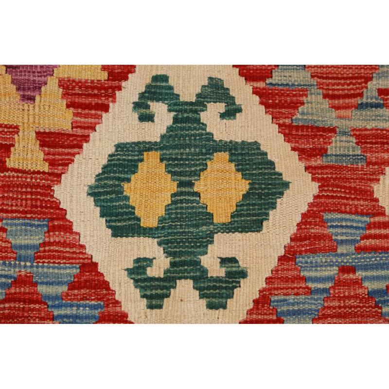 Reversible Kilim Oriental Area Rug Bedroom Hand-Woven Wool Carpet - 9'6"x 13'1"