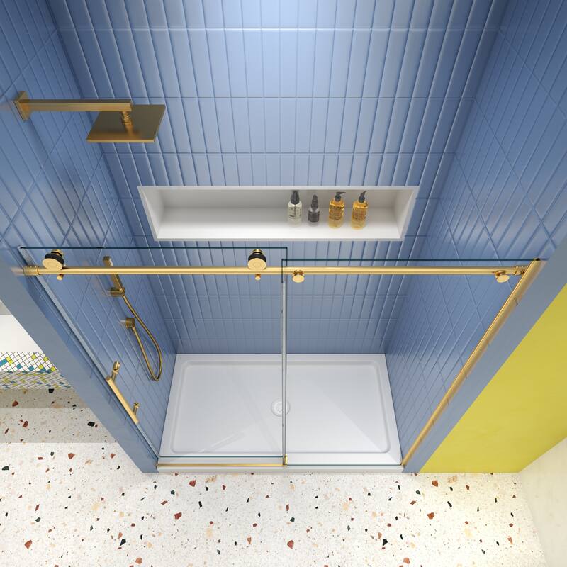 60"W x 74"H Frameless Single Sliding Shower Door with 5/16" Tempered Glass - 60'' x 74''