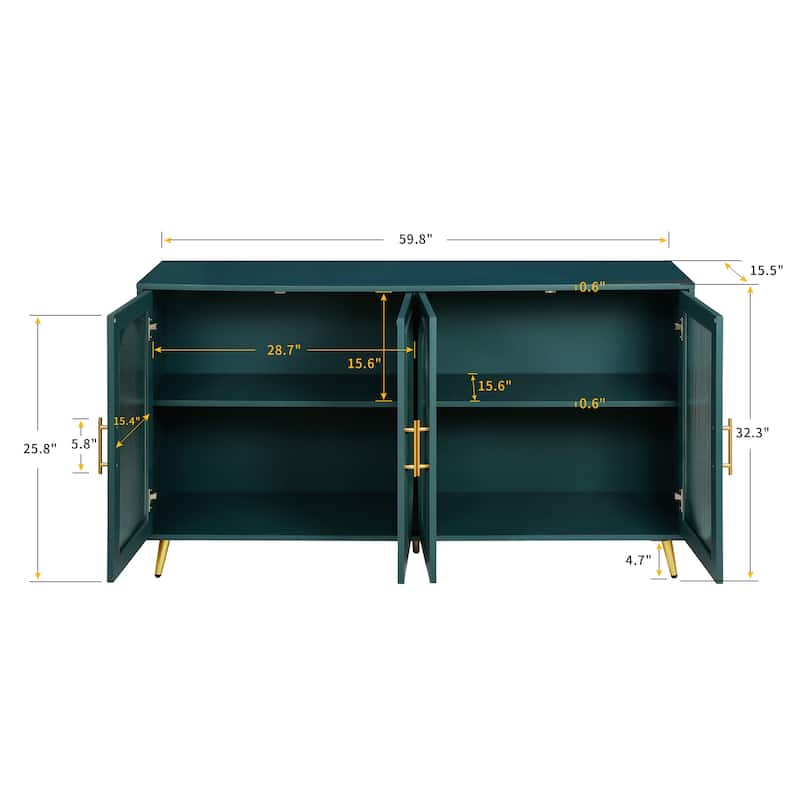 Wood TV Stand with Storage Cabinet and Adjustable Shelves - N/A