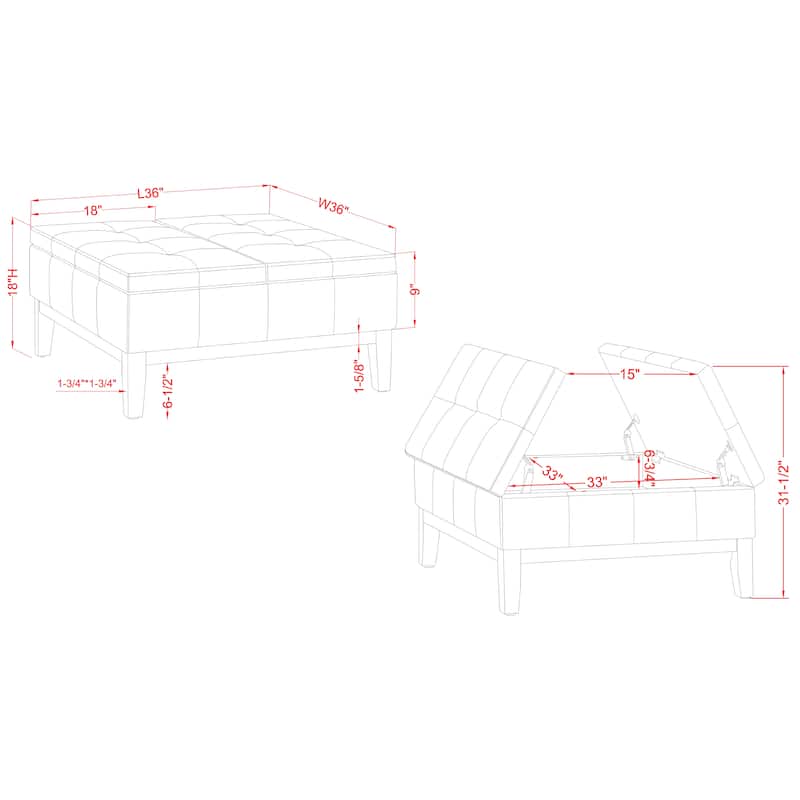 Atkinson Transitional Linen Split-top Storage Cocktail Ottoman by Furniture of America