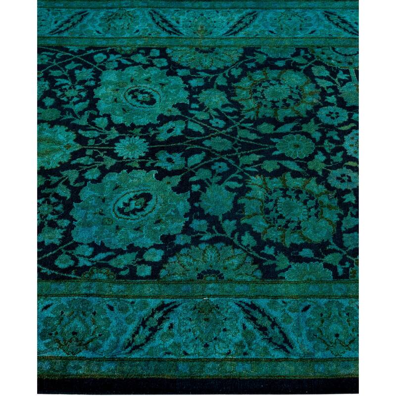 Overdyed One-of-a-Kind Hand-Knotted Area Rug - Green - 3' 2" x 12' 1"