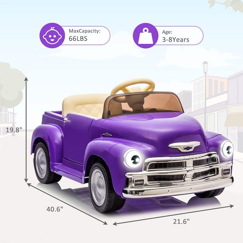 12V Kids Ride On Car, Licensed Chevrolet 3100 Pickup Battery Powered Electric Vehicle