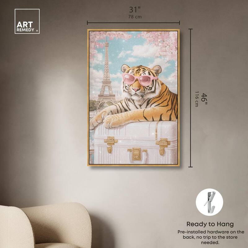 Tiger Luggage Paris Canvas by Art Remedy