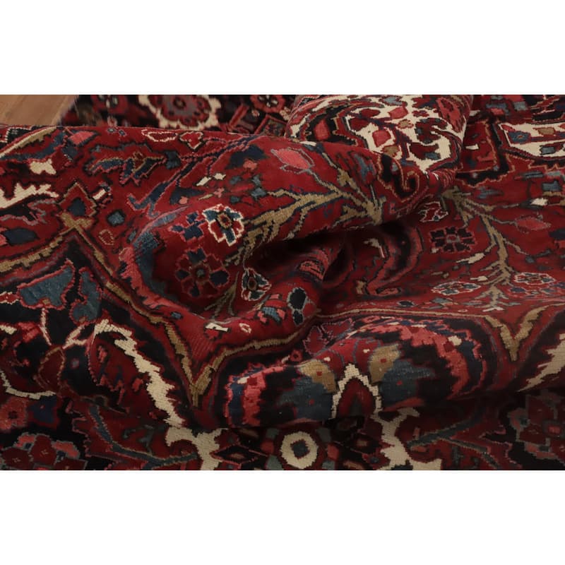 Hand Knotted Oriental 100% Wool Carpet Traditional Floral Red Heriz Area Rug - 11' 3'' X 8' 0''