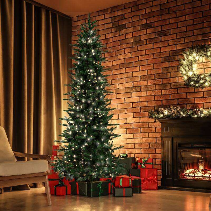 Fraser Hill Farm 9 Ft. Pine Slim Artificial Christmas Tree, Lighting
