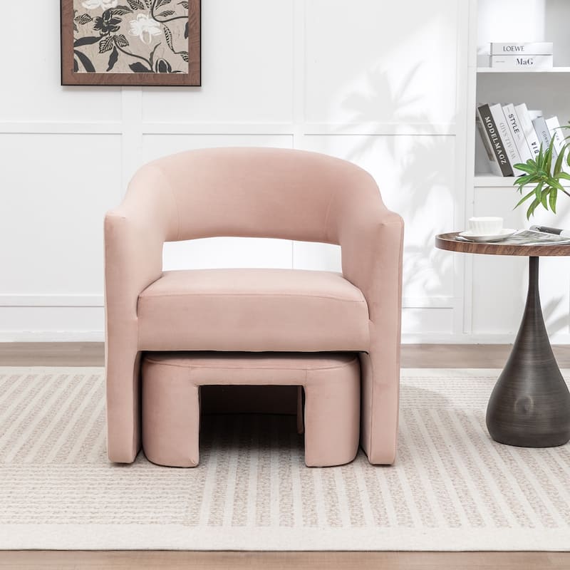 SEYNAR Modern Glam Velvet Accent Armchair Open Back with Ottoman