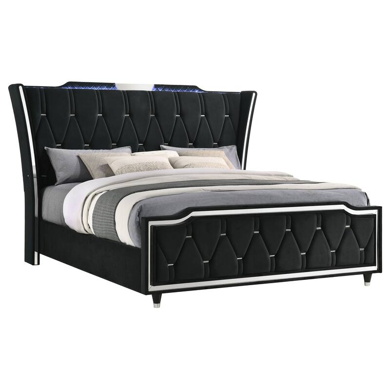 Lorient LED Upholstered Bed Black