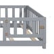 preview thumbnail 11 of 21, Wooden Full Size Floor Platform Bed with Fence and Door for Kids