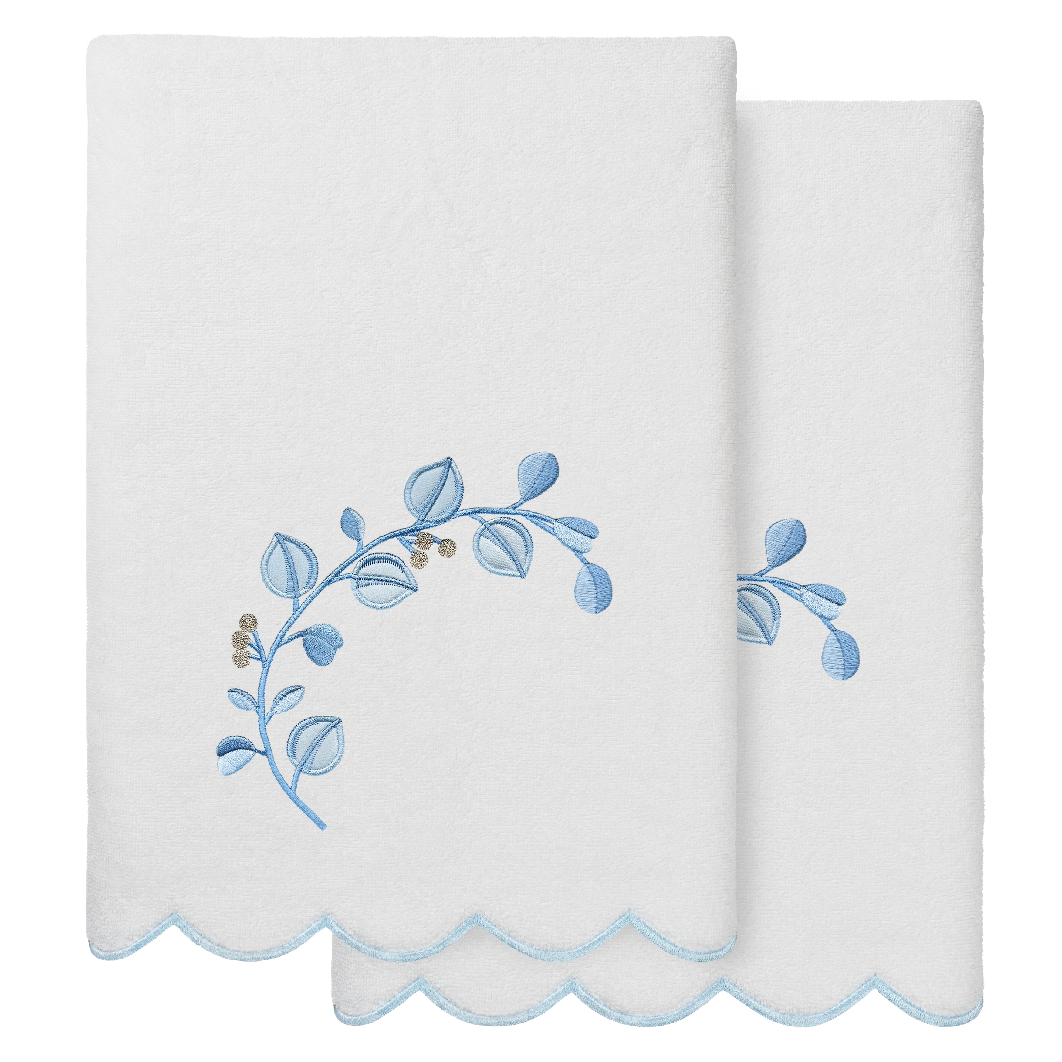 Authentic Hotel and Spa 100% Turkish Cotton WILD BRANCH Scallop Embellished Towel Collection