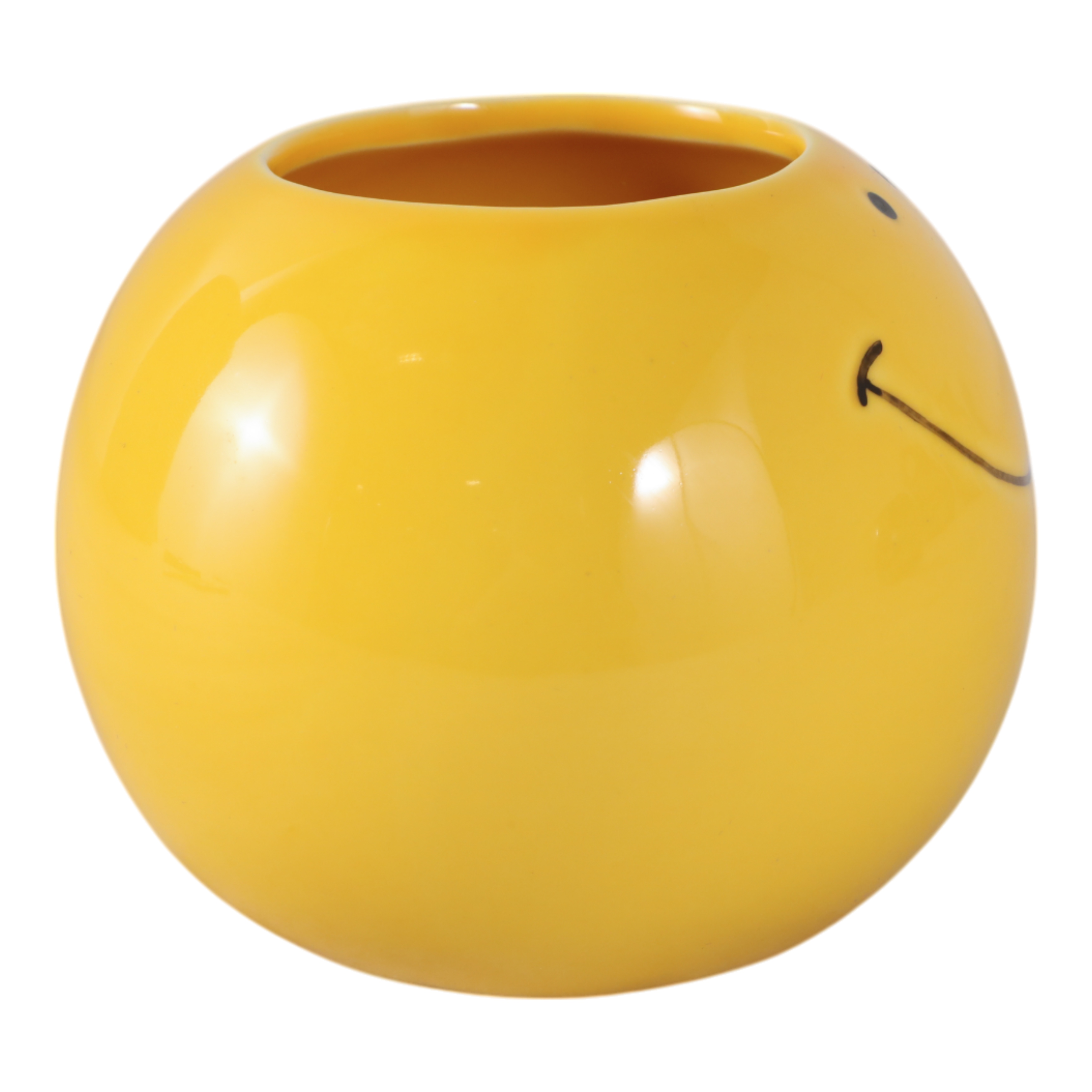 Chic Smiley Face Round Pencil Cup Storage - 4", Yellow & Black - 4.0"