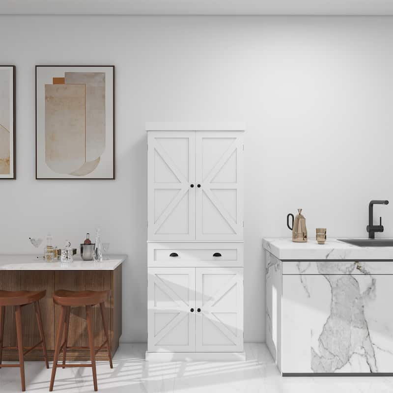 White Four Door One Drawer Cabinets