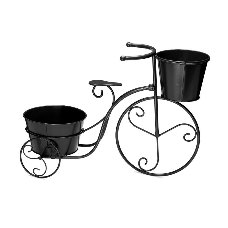 Glitzhome 21.5"L Spring Farmhouse Metal Bicycle Planter Stands Flower Pot Cart