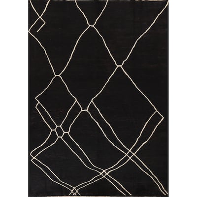 Vegetable Dye Contemporary Moroccan Wool Area Rug Hand-knotted Carpet - 7'10" x 9'8"