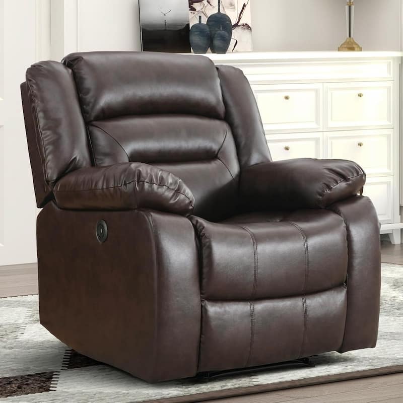Chenille Power Standard Recliner Chair - Brown