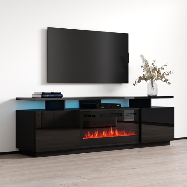 Meble Furniture Eva Modern TV Stand with Electric Fireplace On