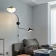 preview thumbnail 8 of 7, Modern Swing Arm Wall Sconce 2-Light, Plug in Black Wall Sconce - 47*25*21.6IN