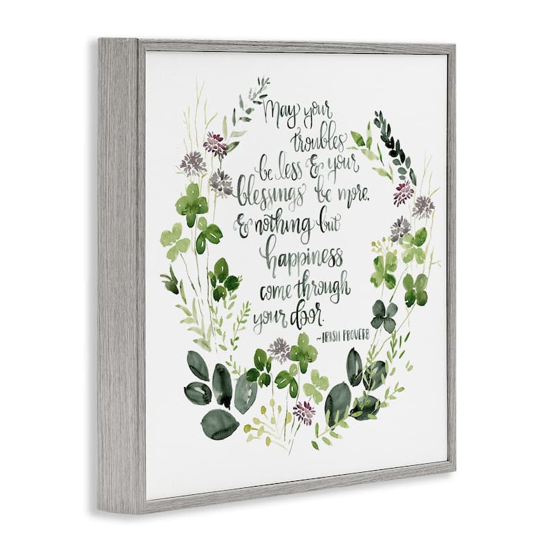 Stupell Troubles Be Less Irish Proverbs Wildflower Wreath Framed Wall Art