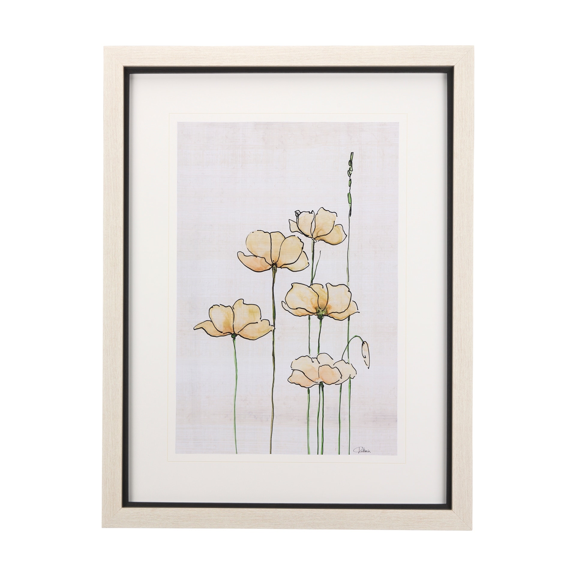 Meadow flowers IV by Mercana Studio a Hand Embellished Textured Framed Art Print Matted under Glass