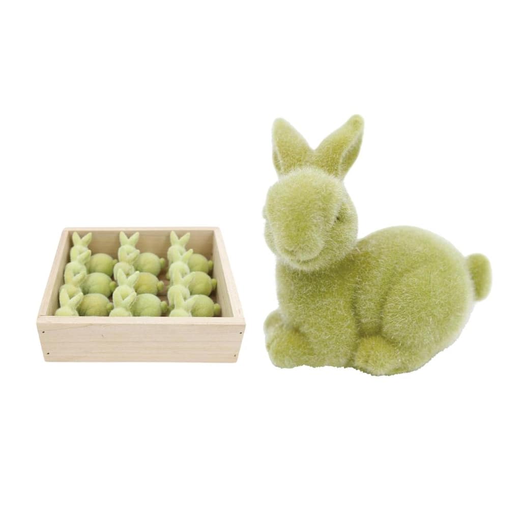 Transpac Mini Resin Flocked Sitting Easter Bunny in Crate Home Decorations Easter