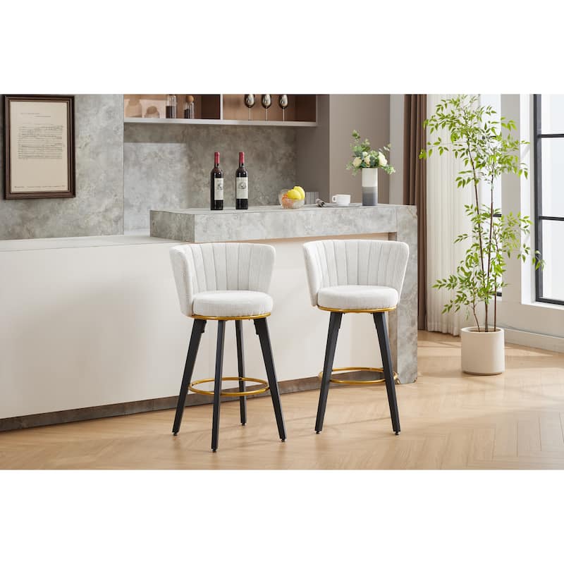 Ostweer Furniture Set of 2 26" H 360° Swivel Upholstered Barstools - Beige