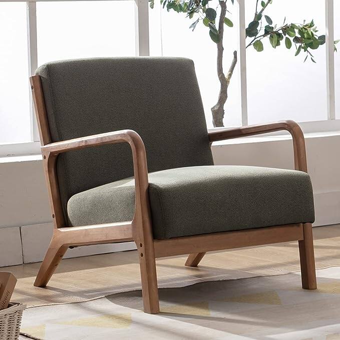 Prelife Modern Upholstered Living Room Armchairs with Wood Frame for Bedroom - Green