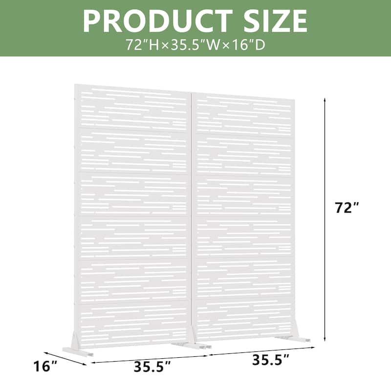 Outdoor Privacy Screen with Stand for Patio Garden Metal Fence Set of 2